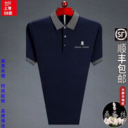 夢特嬌（MONTAGUT）夏季短袖t恤男桑蠶絲中年翻領色高端爸爸裝T恤衫 9828-上青-[短袖] 170/L建議120-135斤穿