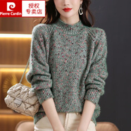 皮爾卡丹（pierre cardin）100純羊毛衫女半高領(lǐng)加厚粗針毛衣秋冬寬松大版針織羊毛衫 綠色 4XL 150175斤穿