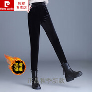 皮爾卡丹（pierre cardin）金絲絨休閑哈倫小腳褲女秋冬高腰外穿顯瘦修身小腳長(zhǎng)褲靴褲加絨潮 5036黑色 加絨加厚 S 【90-100斤】