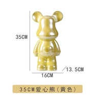 網(wǎng)紅暴力熊兒童陶瓷存錢罐電視酒柜玄關客廳擺件輕奢高檔生日禮物 黃色暴力熊，35CM