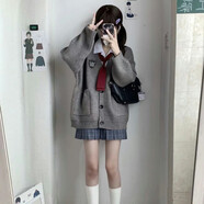 DXOT2025新款休閑甜美毛衣秋冬日系JK制服校供感針織衫長袖寬松學(xué)院風(fēng) 灰色 均碼