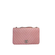 【二手95新】CHANEL香奈兒限量女士單肩鏈條包  奢侈品箱包 真品 97新限量粉色V紋