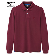 七匹狼【狼族生活】長(cháng)袖t恤男士秋冬商務(wù)休閑男裝翻領(lǐng)時(shí)尚上衣打底衫男 401(深紅) L