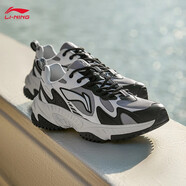 李寧啟星2.0跑步鞋男減震回彈復古跑鞋減震運動(dòng)鞋輕便透氣百搭休閑鞋 云霧白/凝雪灰/黑色(啟星2.0) 43