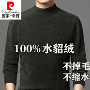 皮爾卡丹（pierre cardin）水貂絨羊毛衫男冬季加厚毛衣男士休閑翻高領中青年純色打底針織衫 半高款領墨綠(100%不起球) XL 175/92A【140-155斤】】