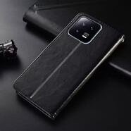 佩諾 小米13手機殼MI13pro保護套翻蓋式皮套硅膠軟殼全包邊防摔外殼男女款 【搭扣錢(qián)包款】黑色 小米13pro