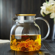 詩米樂 冷水壺涼水壺玻璃茶壺耐熱燒水壺煮泡茶壺果汁壺大容量涼白開壺 單壺 1.25升（金屬蓋）