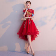 回姿廣州十三行夏天連衣裙新款高檔品牌特價(jià)宴會(huì )晚禮服裙女2024時(shí)尚中 大紅色 XS