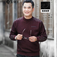 寶財羊毛衣男爸爸冬裝中年男士加絨加厚圓領(lǐng)針織衫中老年人男裝寬松衣服