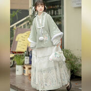GTKW馬面裙女款爆款2024新款秋冬【蜜桃兔】漢服女刺繡明制合領(lǐng)披襖拜 綠色三件套【合領(lǐng)披襖+里衣+馬 XS