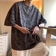 丘澤 CHIUTSE大碼小尼力潮男穿搭白色小Tboy肥佬加肥加大短袖T恤男大碼潮 6003深灰色 XL