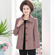 俞兆林（YUZHAOLIN）中年媽媽裝50歲60洋氣外套女2025新款中老年女裝秋冬呢子老人衣服 豆沙色 XL （建議90-105斤）