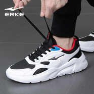 鴻星爾克（ERKE）男鞋秋季運動(dòng)鞋男士2025新款休閑跑鞋紅星透氣網(wǎng)面軟底跑步鞋子男 白紅(皮面防水) 39