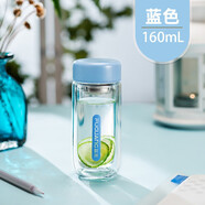 富光富光雙層高硼硅玻璃杯便攜帶濾網(wǎng)泡茶杯加厚透明簡(jiǎn)約杯子 藍(lán)色160ml