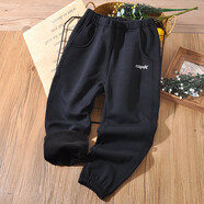 KIDS MAM&DAD兒童雙面搖粒絨長褲男童女童褲子保暖加絨加厚秋冬款外穿校褲 藏青 110 cm