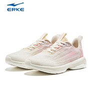 鴻星爾克（ERKE）【弜彈】跑步鞋女鞋情侶鞋減震跑鞋網(wǎng)面透氣運(yùn)動(dòng)鞋輕便男士慢跑鞋 羽毛白/粉紅 女款 37