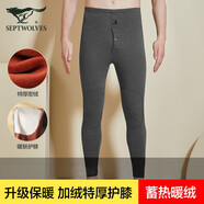 七匹狼保暖褲男士加絨加厚棉褲秋冬季打底褲單件緊身秋褲大碼絨褲男 【超柔特厚密絨-帶護膝】深麻灰 2XL (推薦體重160-180斤)