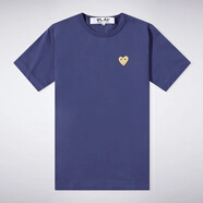 COMME DES GARCONS川久保玲CDG PLAY情侶款金色愛心短袖圓領(lǐng)T恤男女經(jīng)典款黑色金心 深藍色 L