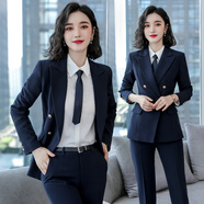 詩(shī)璐雅秋冬季高端職業(yè)裝西服套裝氣質(zhì)小西裝正裝經(jīng)理銷(xiāo)售酒店售樓工作服 藏青色西裝+褲子 2XL