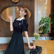 景怡依2024新款微胖女孩胖妹妹胖女生顯瘦連衣裙胖學(xué)生大碼裙子長(zhǎng)款長(zhǎng)裙 黑色 L