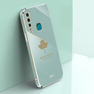 品美廉 VIVO Y5s手機殼Y19保護套 Z5i楓葉直邊電鍍軟殼 u3全包防摔硅膠殼 適用于 薄荷綠+鋼化膜 VIVO y5s