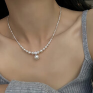 歐顏（OYshipin）925銀碎銀幾兩項鏈女時尚潮流小眾設(shè)計珍珠鎖骨鏈套鏈生日送女友 碎銀幾兩珍珠項鏈