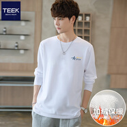 TEEK長袖t恤男裝衣服 秋冬季新款男士圓領(lǐng)上衣青少年印花打底衫 【加絨保暖】JH36H白色 M