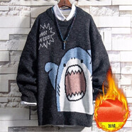 柯菲沃毛衣男慵懶風(fēng)卡通動(dòng)漫針織衫毛衣男加厚情侶裝個(gè)性街頭痞帥針織衫 魔王-810圓.領(lǐng)黑色 加絨 L