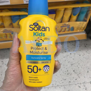 英國(guó)boots兒童防曬噴霧防曬乳液soltan黃色瓶物理防曬 200毫升防曬噴霧
