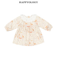happyology英國兒童春秋花邊翻領(lǐng)裙子印花女童針織長(cháng)袖連衣裙 歡樂(lè )小森林 98 (98cm)