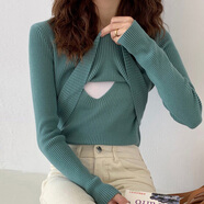 米婭琳 孕婦裝秋裝孕婦針織衫秋冬季時(shí)尚中長(cháng)款產(chǎn)后哺乳衣外出打底上衣 綠色 M（適合90-110斤）