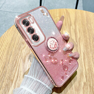 羅璐鷗OPPO Reno12手機(jī)殼女款軟殼OPPO Reno12Pro硅膠殼外殼全包防摔保護(hù)套水鉆花朵漸變閃粉電鍍保護(hù)殼 【漸變玫瑰金】+指環(huán)支架+全屏保護(hù)膜 OPPO Reno12