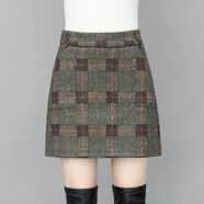愷吉銳毛呢短裙女秋冬季新款半身裙格子裙冬裙子 2021卡其方格 S 26【1尺9】