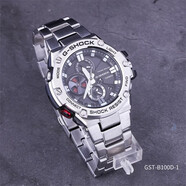 CASIO卡西歐鋼鐵之心GST100 GSHOCK周年限定太陽能藍(lán)牙手表男 GST-B100 GST-B100D-1銀鋼黑盤