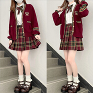 JK【JK制服官方】圣誕JK制服日系校供加厚軟糯開衫毛衣外套女秋冬季 圣誕毛衣+山楂樹格+領花+襯衫 XS