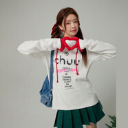 CHUU時(shí)尚寬松T恤女冬季新品洋氣個(gè)性百搭休閑字母印花上衣 白色 均碼