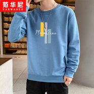 范華尼（VARWANEO） 春秋季圓領(lǐng)寬松長袖t恤男男裝休閑百搭打底衫時尚潮流款青少年潮牌上衣 576-J61藍色 XL