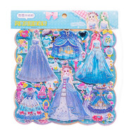 艾福兒兒童大號閃亮亮3D立體雙層泡泡貼蕾絲公主娃娃換裝貼紙書(shū)貼畫(huà) 精美雙層換裝公主貼紙-藍色