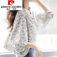 皮爾卡丹（pierre cardin）春秋夏季女士七分袖小襯衫女裝2025年新款碎花燈籠袖雪紡衫上衣 白色 L