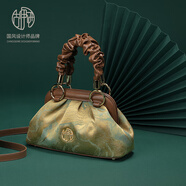 古伊西中國風(fēng)非遺宋錦女包復古旗袍包腋下包60歲生日禮物媽媽包手拎布包 款式5-餃子包-桂皮淺棕-送禮品袋