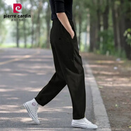 皮爾卡丹（pierre cardin）2023春秋季新款女士小腳哈倫褲工裝褲蘿卜休閑褲九分寬松直筒褲子 黑色 2XL建議130斤-145斤
