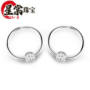 星棠99足銀耳環(huán)耳扣女生款時(shí)尚轉(zhuǎn)運(yùn)珠耳圈韓版耳墜耳釘銀飾首飾品 磨砂珠耳環(huán)一對+送一對耳圈