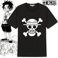 爵思朗海賊王t恤潮牌路飛索隆艾斯動(dòng)漫周邊聯(lián)名短袖男學(xué)生衣服夏 骷髏頭 S