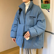 Shelley Jones美式復古棉服男女秋冬季新款情侶外套痞帥高級感棉衣襖子高街潮牌 MY62039 湖藍色 M [建議90-110斤]