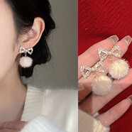 鉑吶苓耳環(huán)耳夾女溫柔情人節(jié)氛圍感毛球毛絨高級銀針耳釘千金氣質耳飾 半籠暖色【耳夾款】