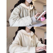 DXOT2025新款半拉鏈連帽毛衣女秋冬季新款寬松衛(wèi)衣軟糯針織衫帽衫外套 米白色 2XL 【建議130-150斤】