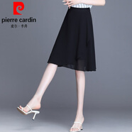 皮爾卡丹（pierre cardin）半身裙女2025新款夏款雪紡半裙顯瘦短裙小個子垂墜感黑色裙子針織 黑色(拉鏈) 29 二尺二