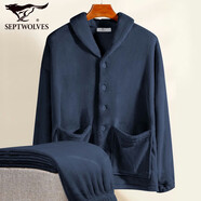 七匹狼【貼身即暖】睡衣男法蘭絨加絨加厚保暖家居外穿休閑遛狗時(shí)尚套裝