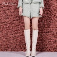 pinkmary粉紅瑪琍春秋小香風(fēng)短褲刺繡釘珠毛邊褲子PMAKW2601 淺綠色 155/XS