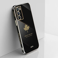品美廉 vivo iQoo neo5s手機殼保護套 neo5s楓葉直邊電鍍軟殼防摔硅膠殼 適用于 經(jīng)典黑+鋼化膜